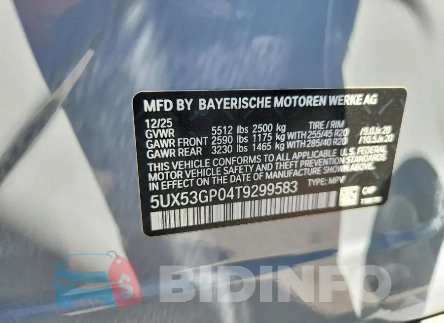 5UX53GP04T9299583 Photo# 13