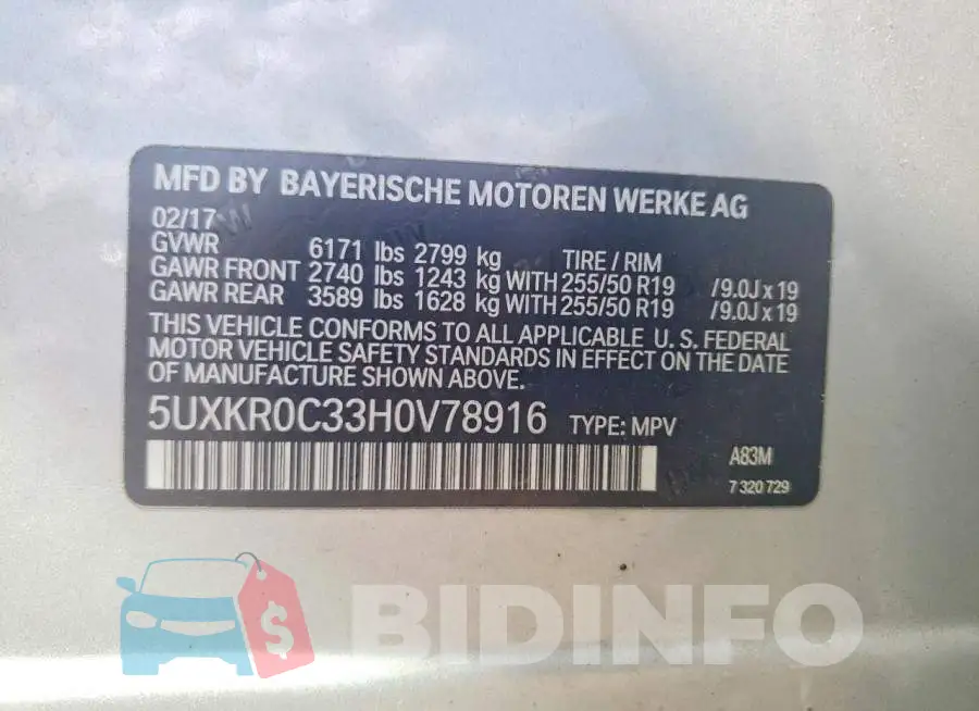 5UXKR0C33H0V78916 Photo# 14