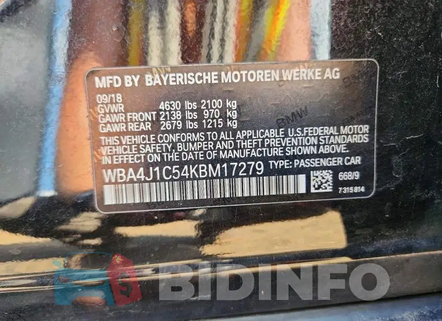 WBA4J1C54KBM17279 Photo# 12