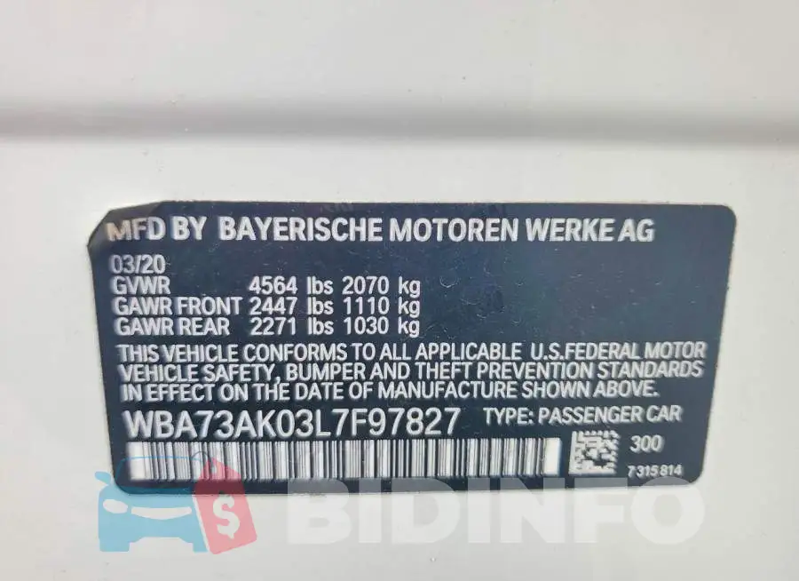 WBA73AK03L7F97827 Photo# 13