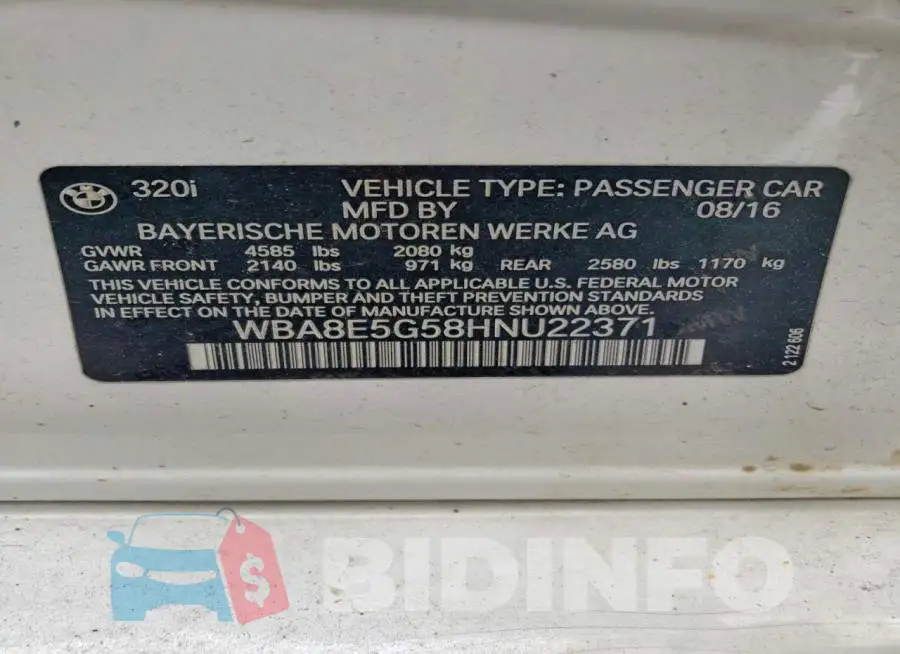 WBA8E5G58HNU22371 Photo# 13