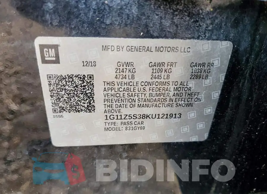 1G11Z5S38KU121913 Photo# 12