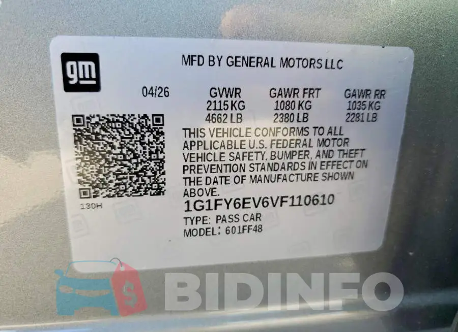 1G1FY6EV6VF110610 Photo# 14