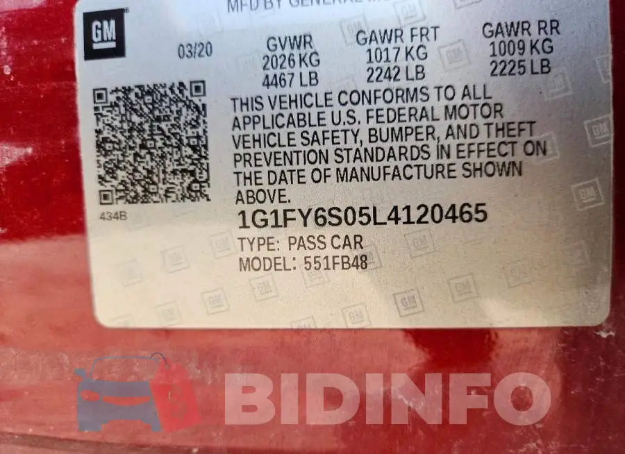 1G1FY6S05L4120465 Photo# 13