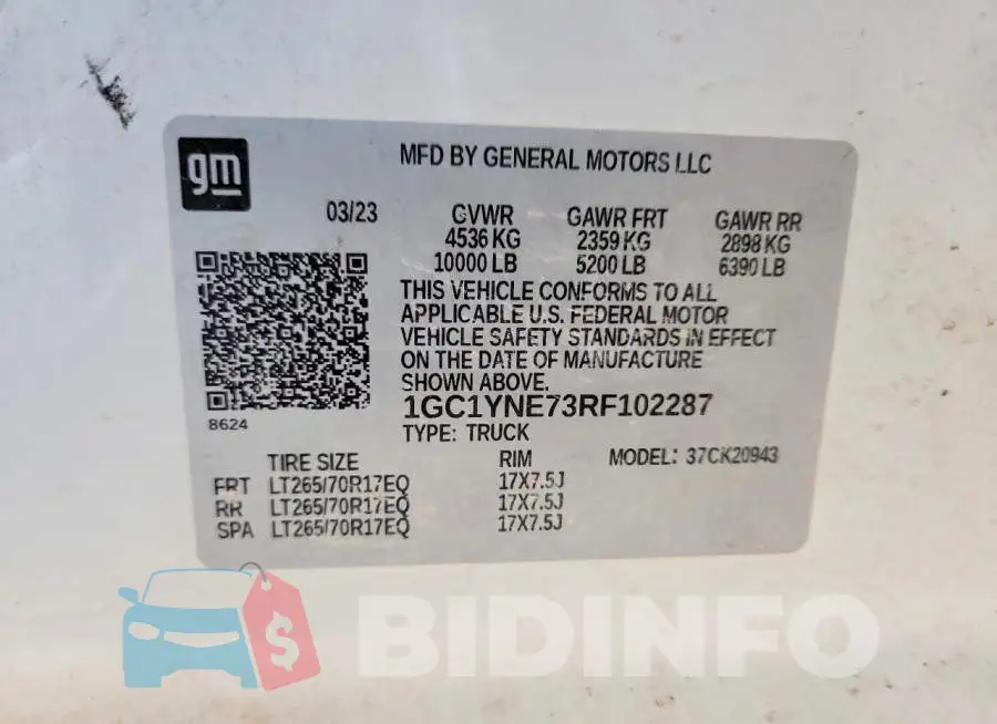1GC1YNE73RF102287 Photo# 12