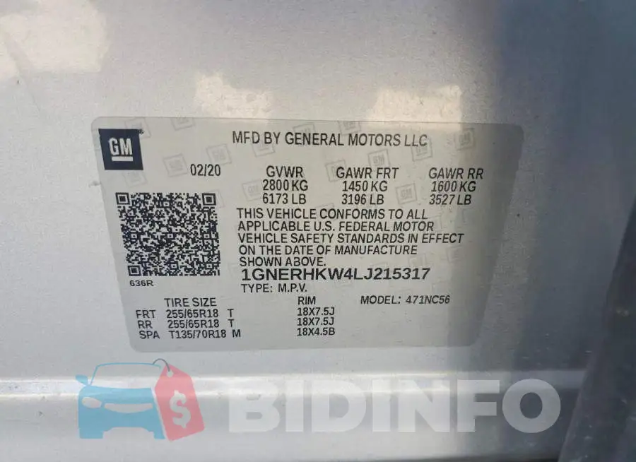 1GNERHKW4LJ215317 Photo# 14