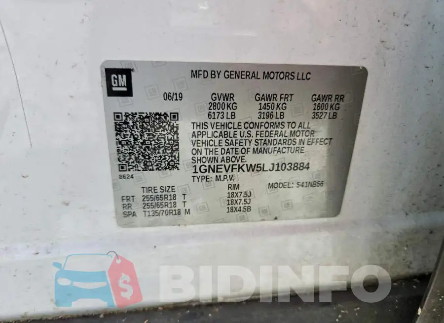 1GNEVFKW5LJ103884 Photo# 13