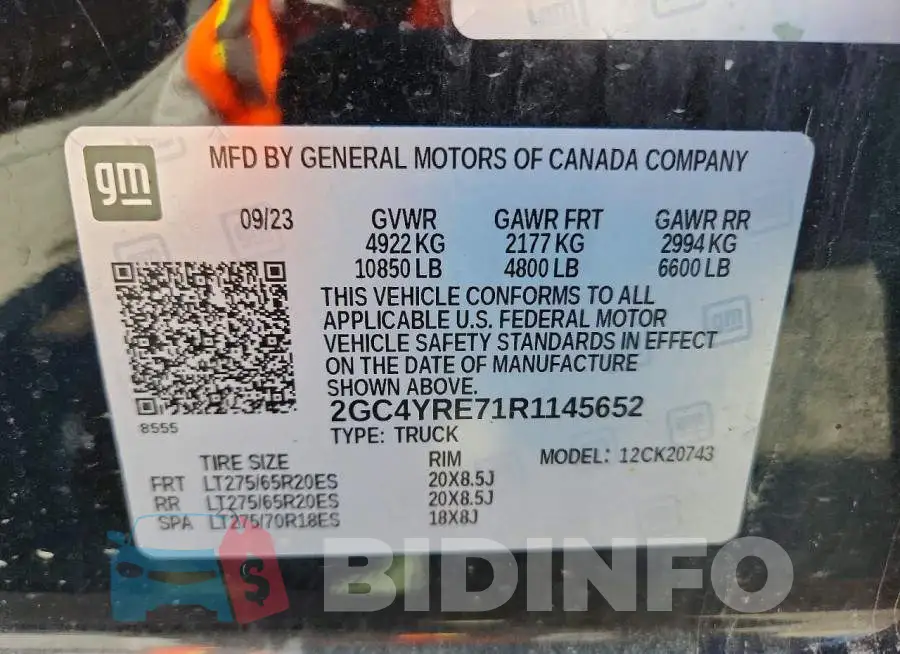 2GC4YRE71R1145652 Photo# 12