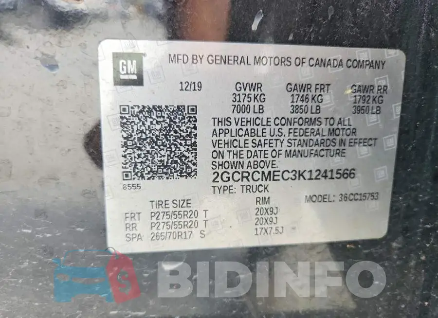 2GCRCMEC3K1241566 Photo# 12