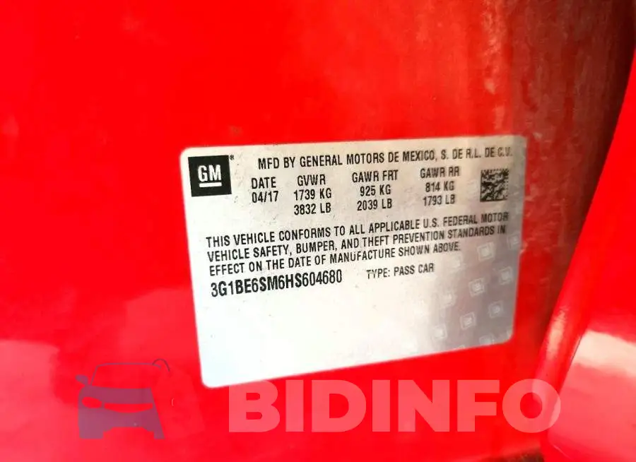 3G1BE6SM6HS604680 Photo# 12