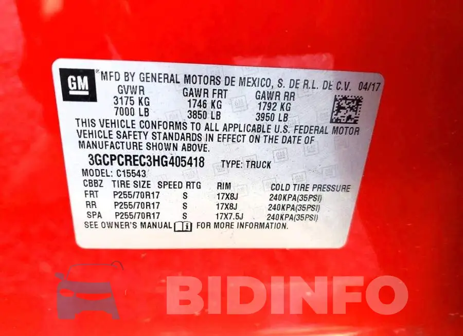 3GCPCREC3HG405418 Photo# 12