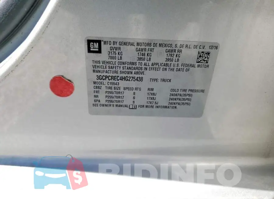 3GCPCREC4HG275438 Photo# 12
