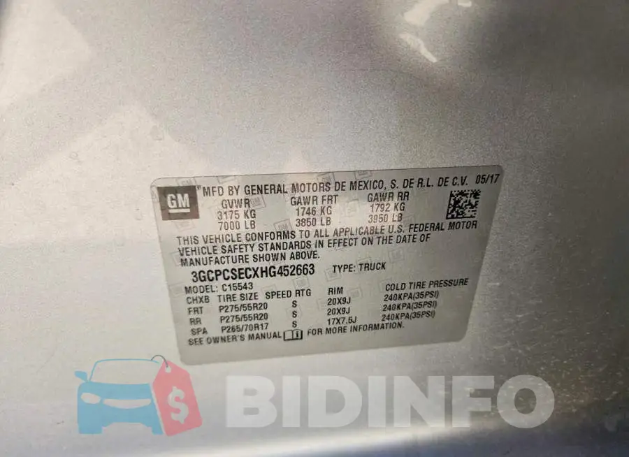 3GCPCSECXHG452663 Photo# 12