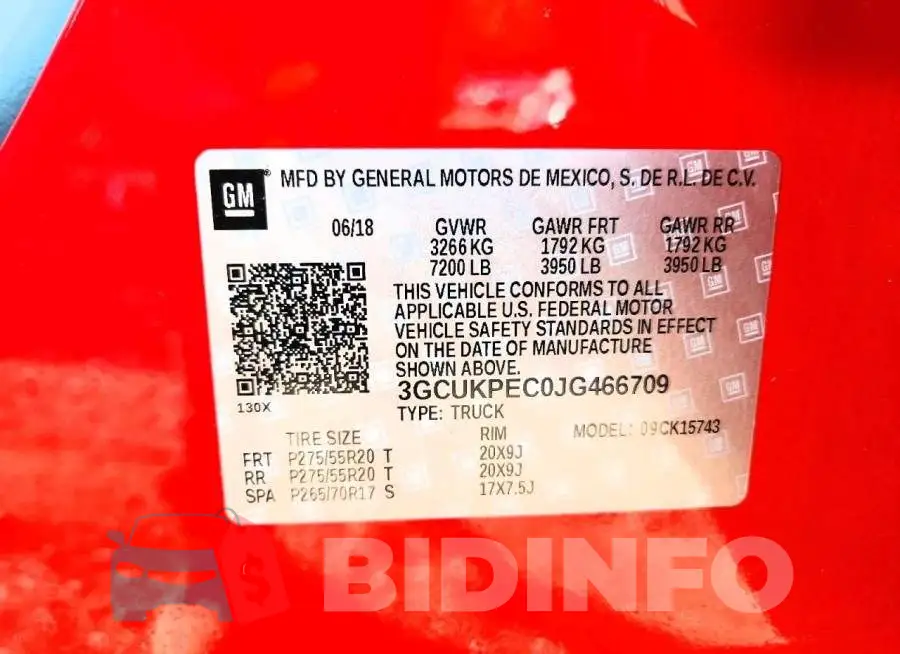 3GCUKPEC0JG466709 Photo# 12