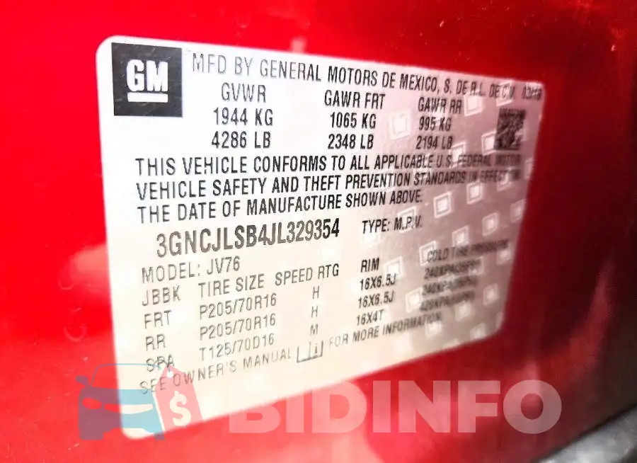 3GNCJLSB4JL329354 Photo# 13