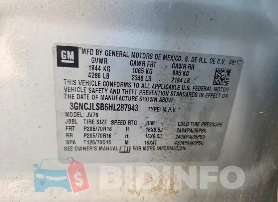 3GNCJLSB6HL287943 Photo# 13