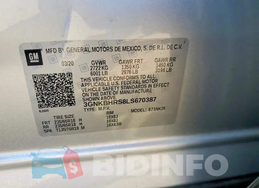 3GNKBHRS8LS670387 Photo# 13