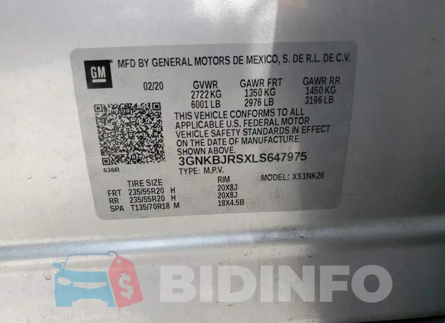 3GNKBJRSXLS647975 Photo# 13