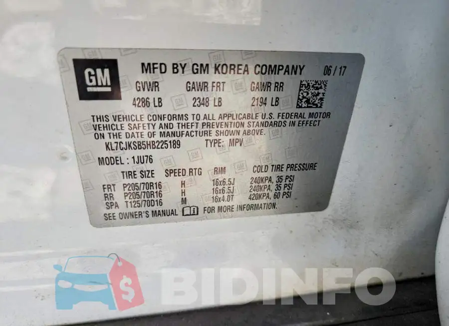 KL7CJKSB5HB225189 Photo# 12