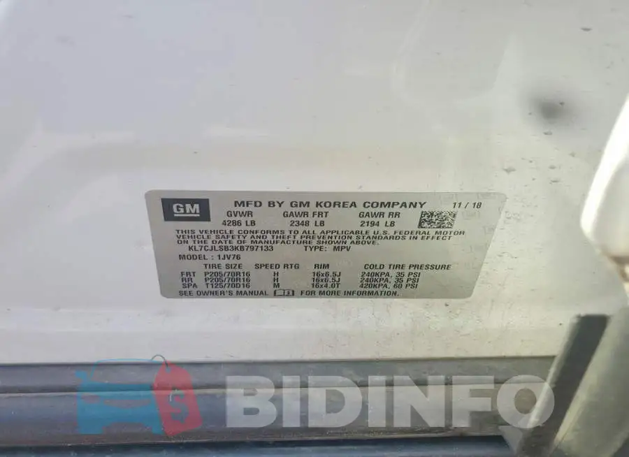 KL7CJLSB3KB797133 Photo# 13