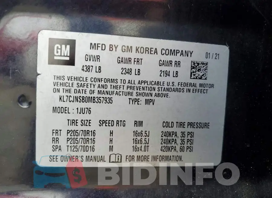 KL7CJNSB0MB357935 Photo# 13