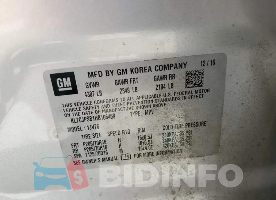 KL7CJPSB1HB106469 Photo# 13