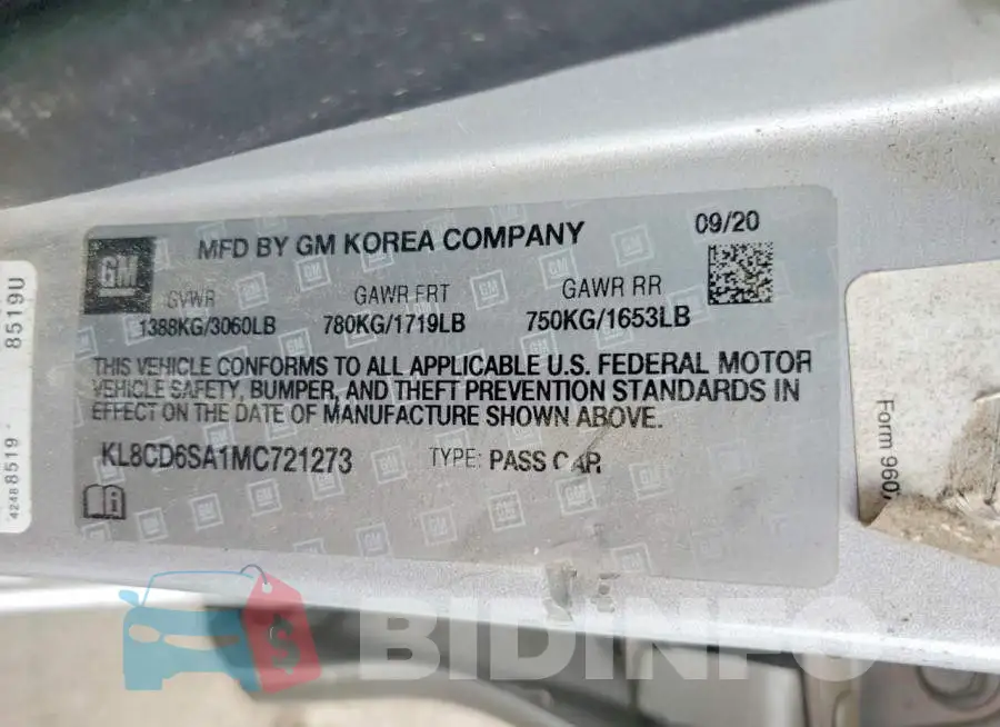 KL8CD6SA1MC721273 Photo# 14