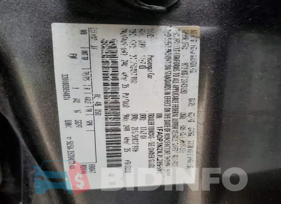 1FADP3N2XJL289581 Photo# 12