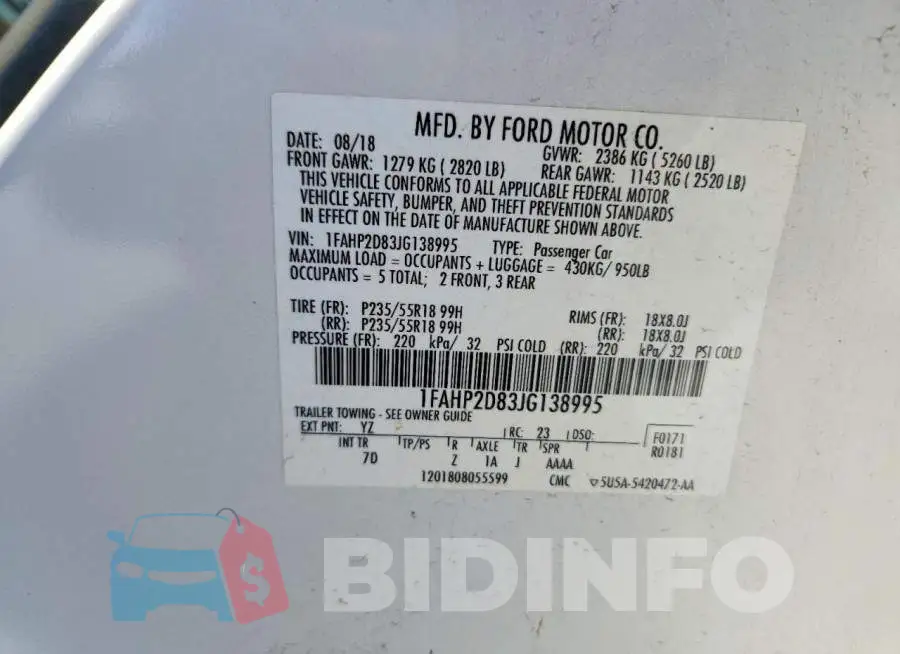 1FAHP2D83JG138995 Photo# 12