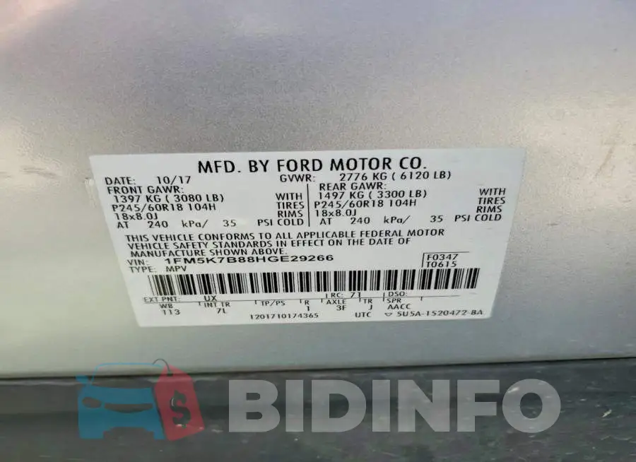 1FM5K7B88HGE29266 Photo# 13