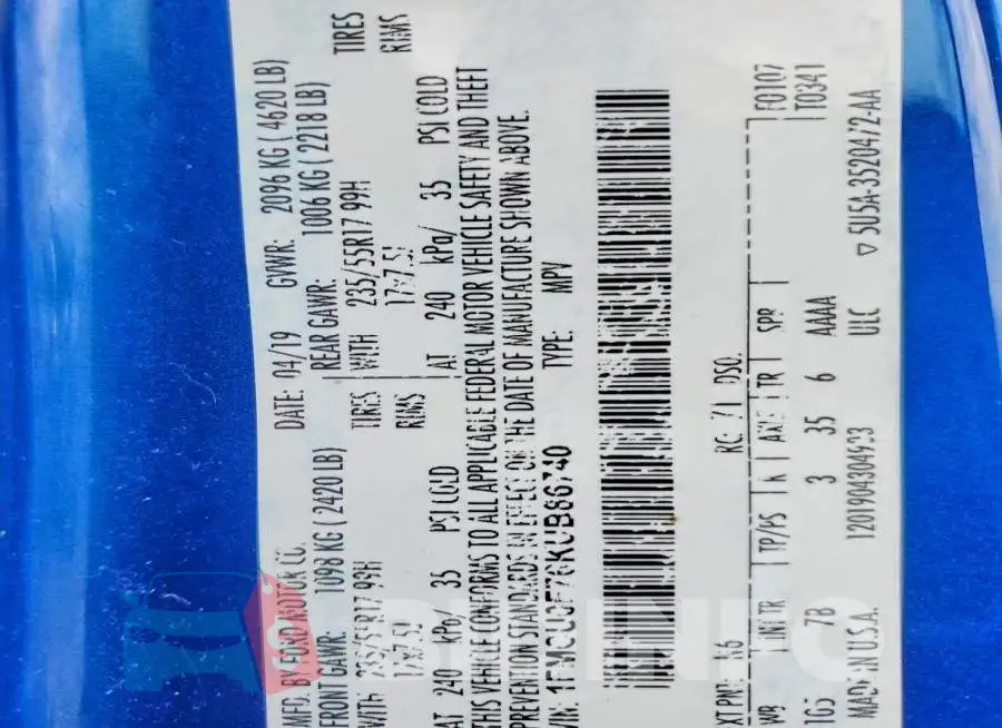 1FMCU0F76KUB86740 Photo# 13