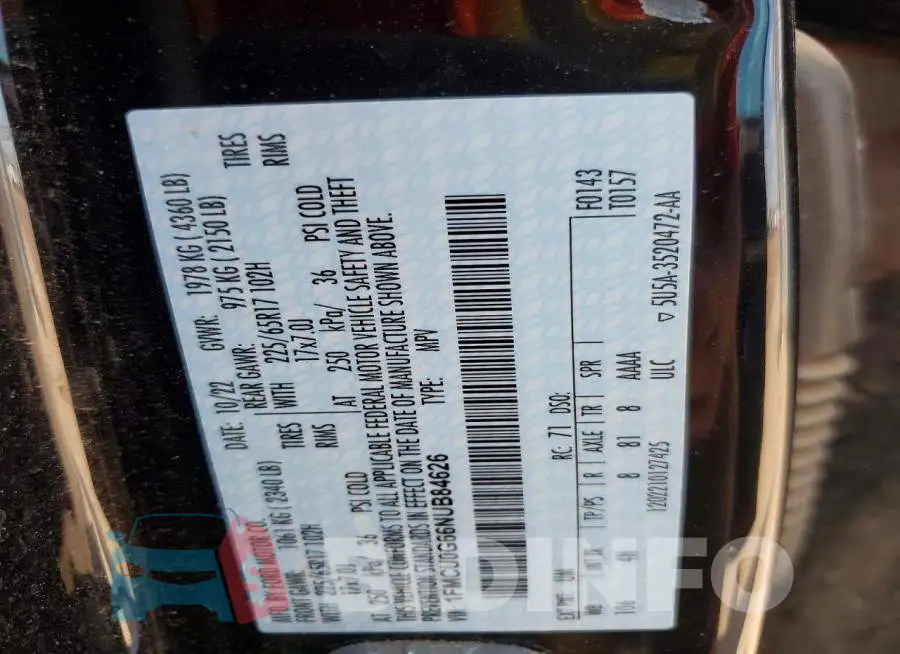 1FMCU0G66NUB84626 Photo# 13