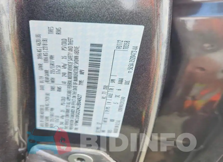 1FMCU0GD2KUB04927 Photo# 13