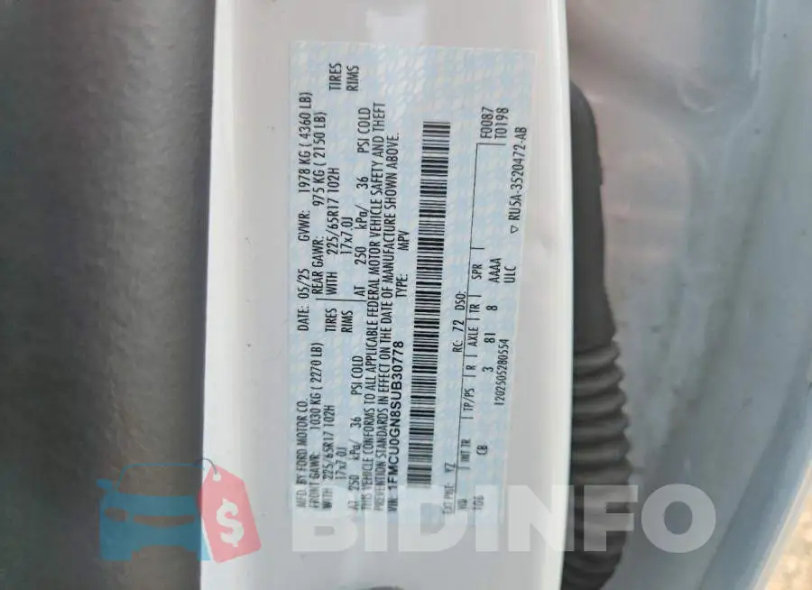 1FMCU0GN8SUB30778 Photo# 12