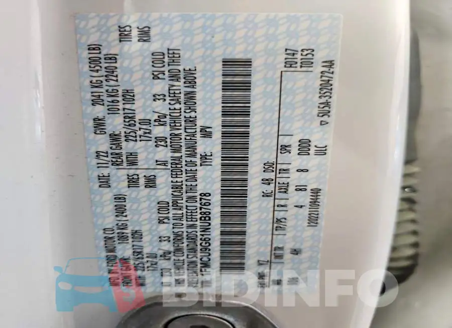 1FMCU9G61NUB87678 Photo# 12