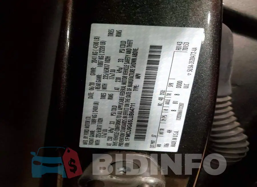 1FMCU9G65LUB64711 Photo# 13
