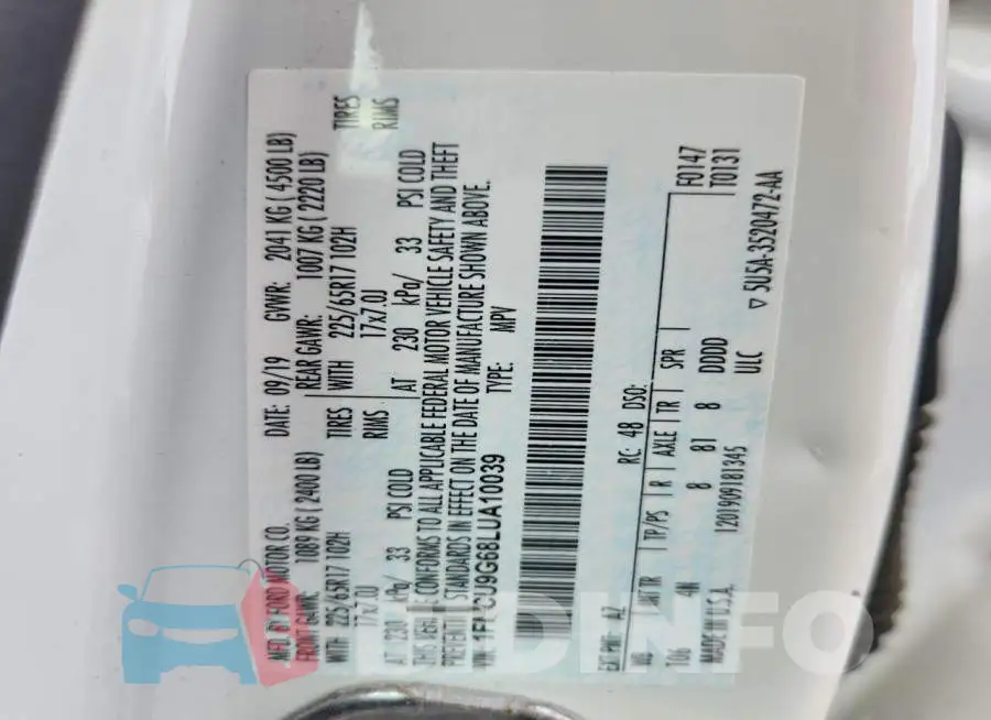 1FMCU9G68LUA10039 Photo# 14