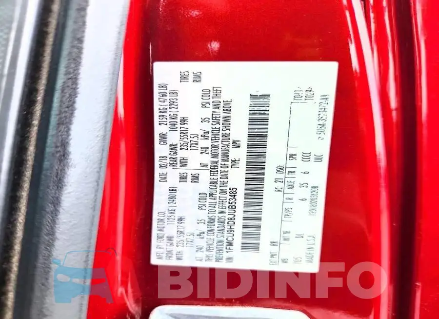 1FMCU9HD8JUB53485 Photo# 13