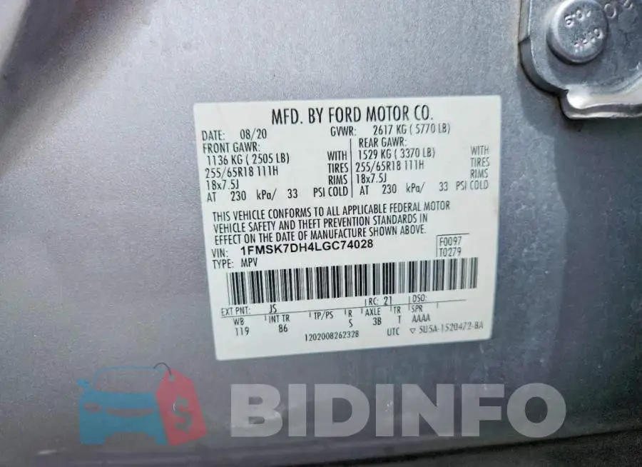 1FMSK7DH4LGC74028 Photo# 13