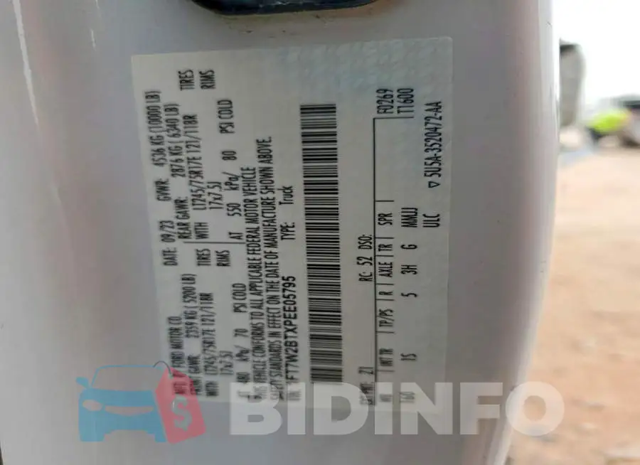 1FT7W2BTXPEE05795 Photo# 12