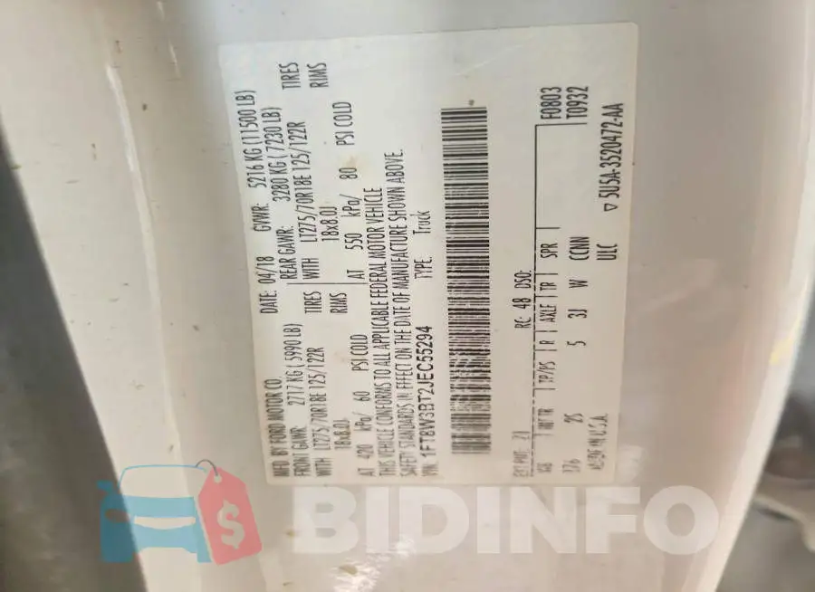 1FT8W3BT2JEC55294 Photo# 12