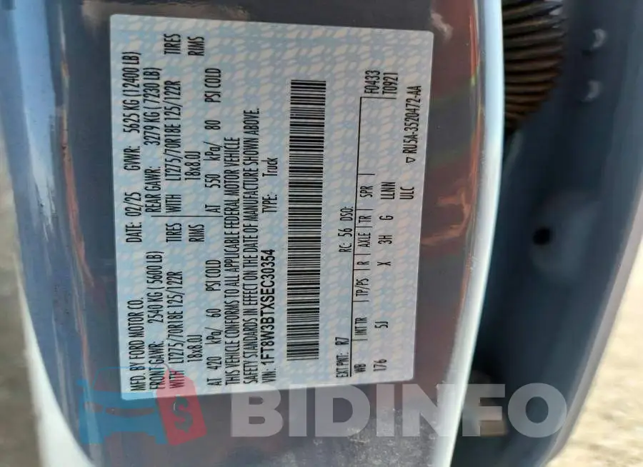 1FT8W3BTXSEC30354 Photo# 12