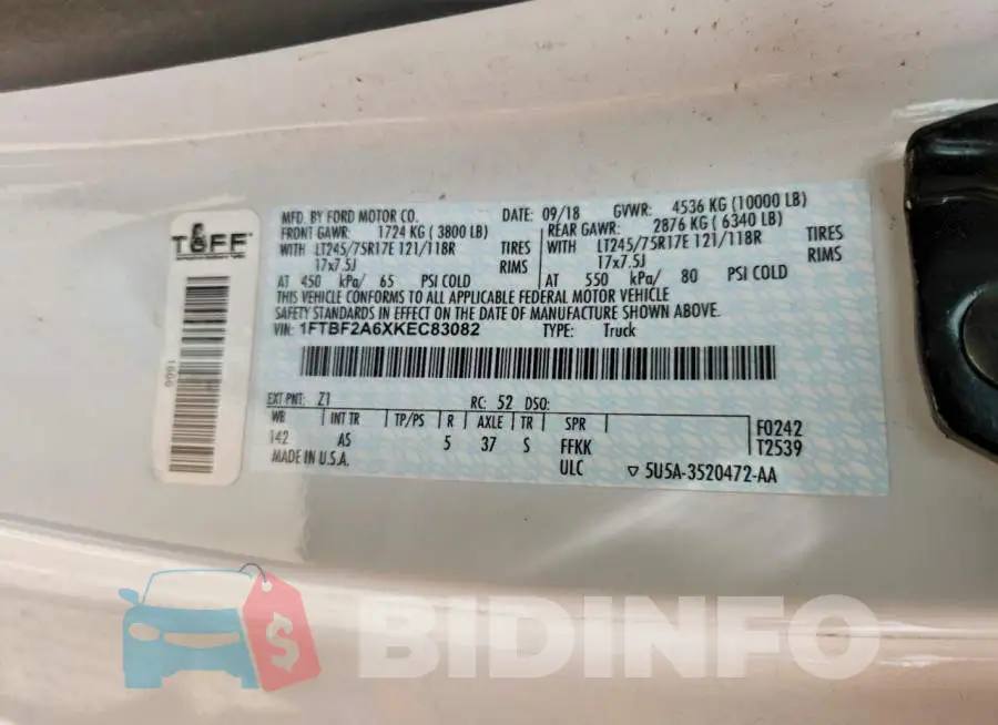 1FTBF2A6XKEC83082 Photo# 12