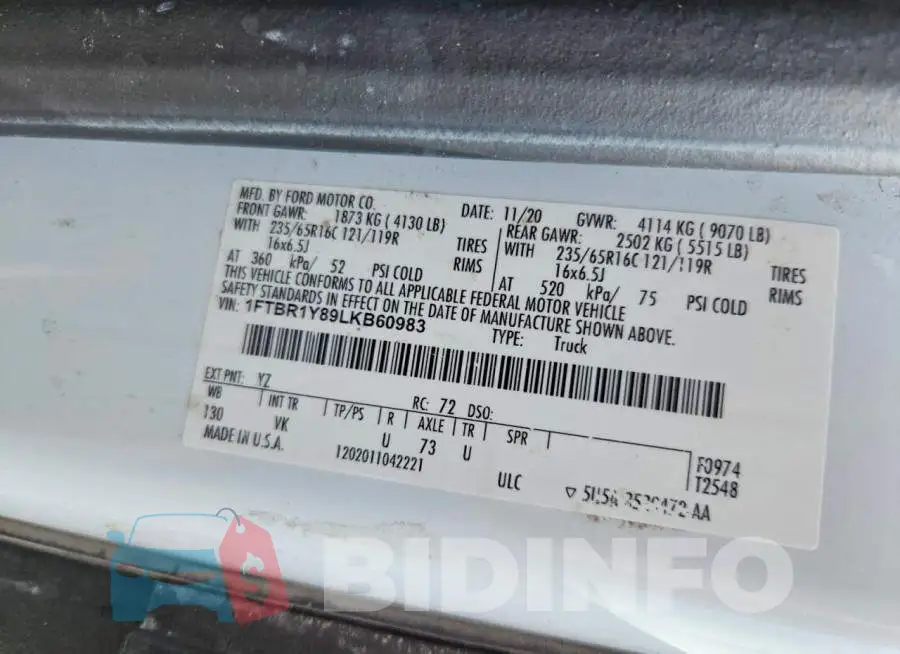1FTBR1Y89LKB60983 Photo# 13