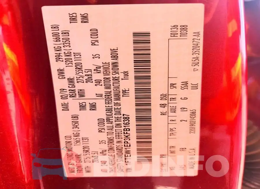 1FTEW1EP3KFB16387 Photo# 12