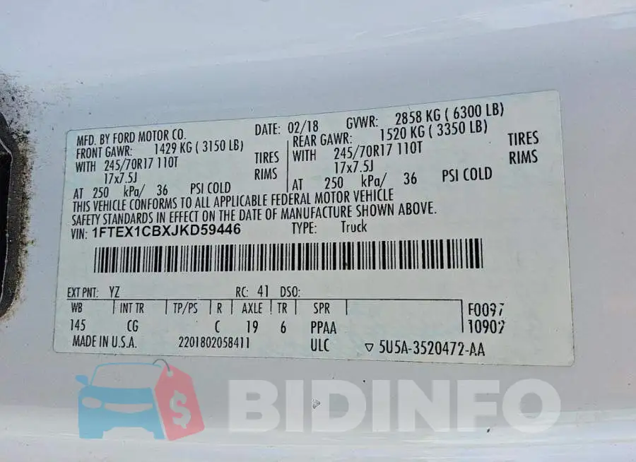 1FTEX1CBXJKD59446 Photo# 12