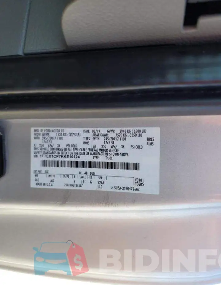 1FTEX1CP7KKE10124 Photo# 12