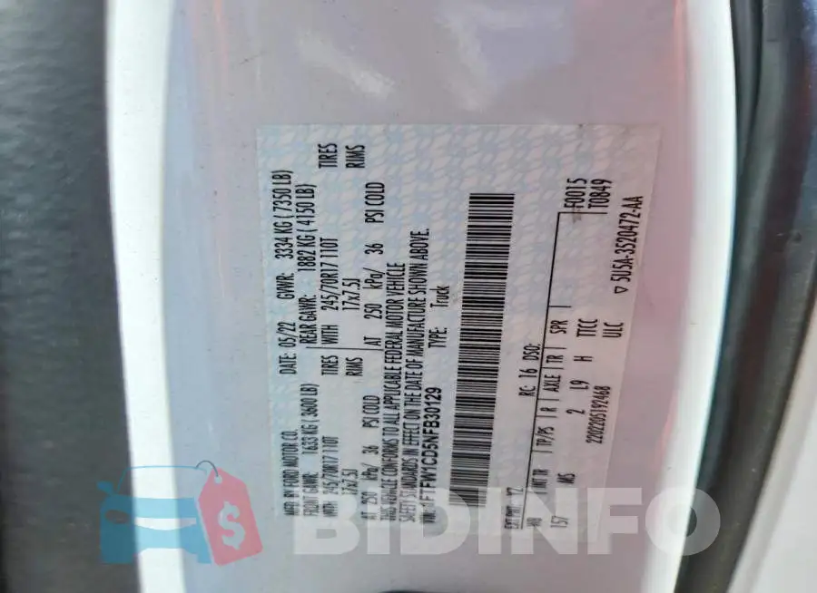 1FTFW1CD5NFB30129 Photo# 13