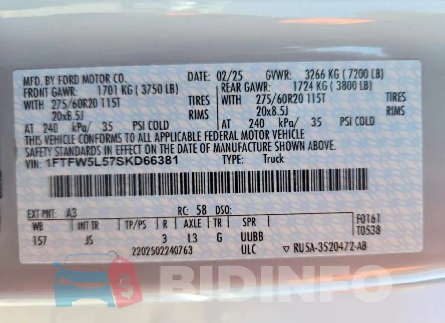 1FTFW5L57SKD66381 Photo# 12