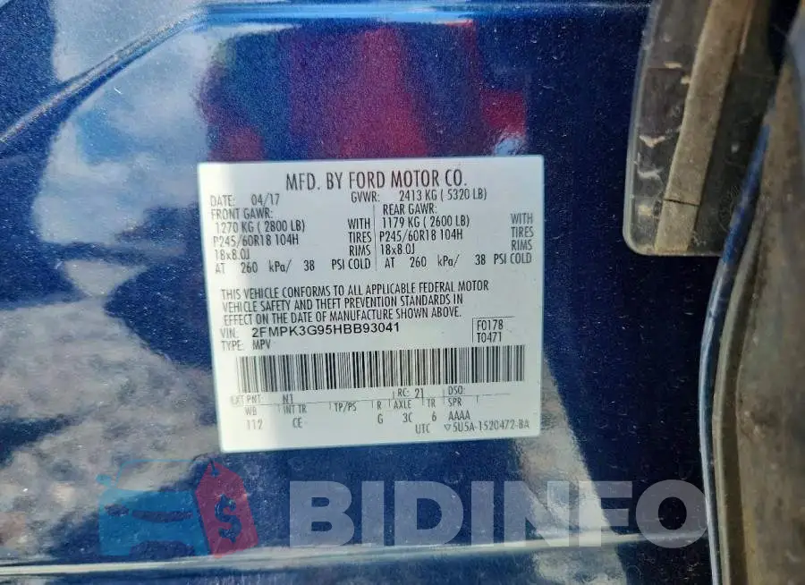 2FMPK3G95HBB93041 Photo# 13